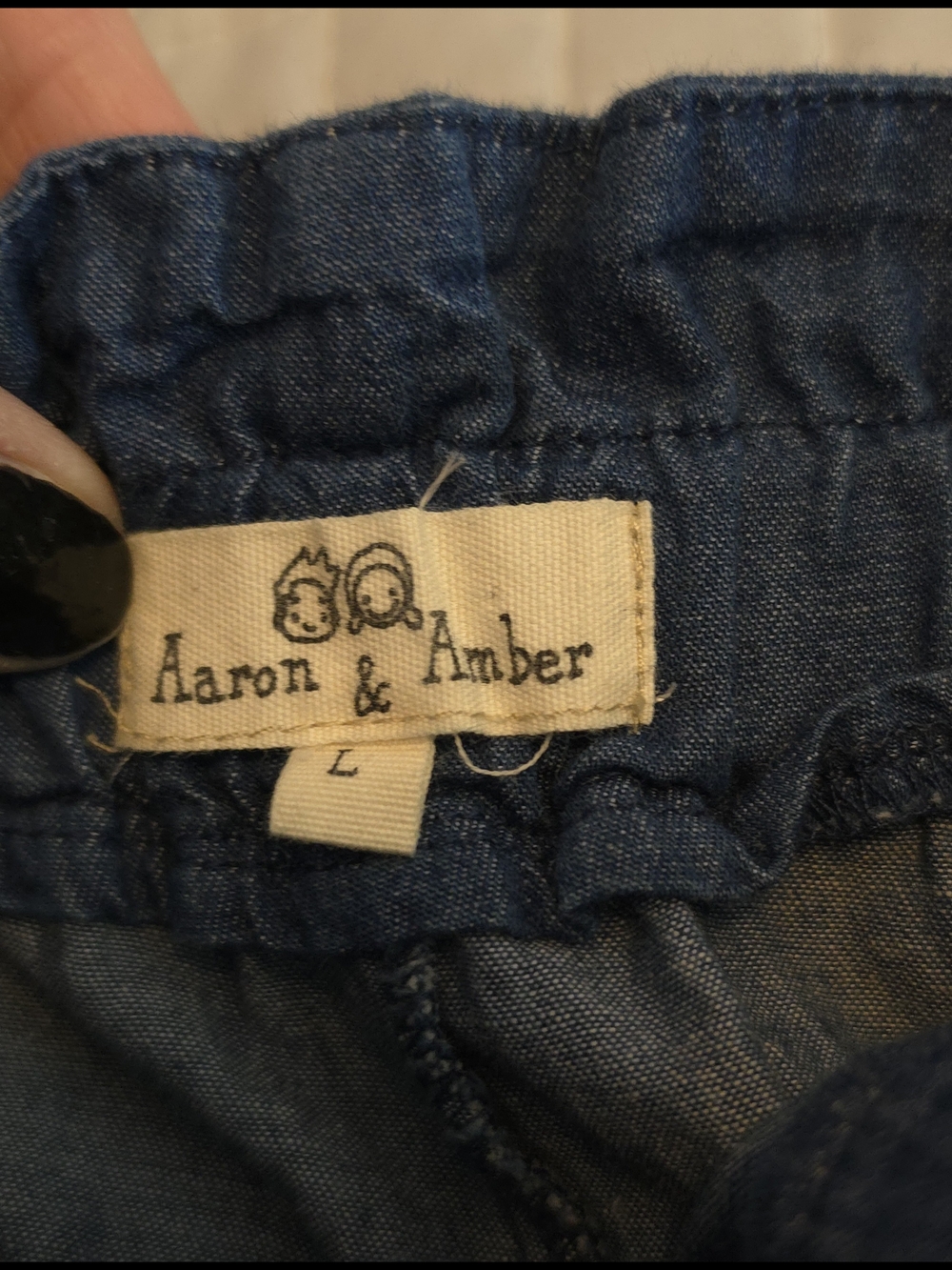 Aaron & Amber High Rise Scalloped Hem Tie-Belt Shorts Blue Womens Size Large - Picture 7 of 11